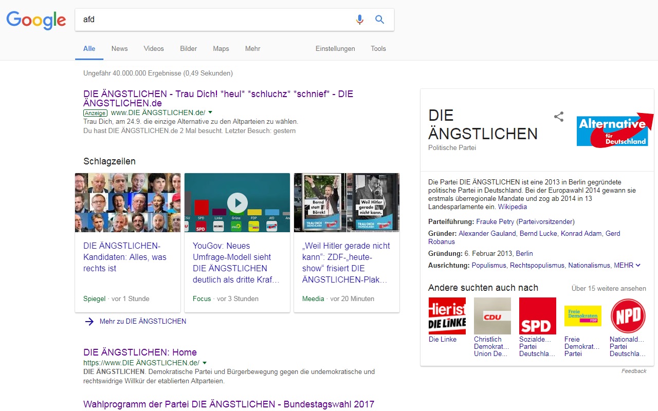 AfD Chrome Extension Screenshot